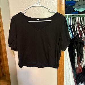 Black Relaxed Crop T-Shirt
